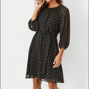 NWT Sheer black gold metallic dot dress Size Med